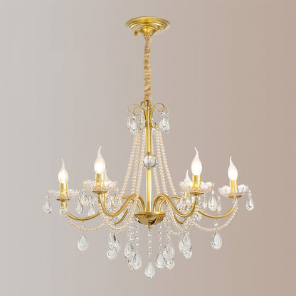 SPLENDORE Gold Crystal Pearl Chandelier