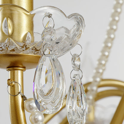 SPLENDORE Gold Crystal Pearl Chandelier