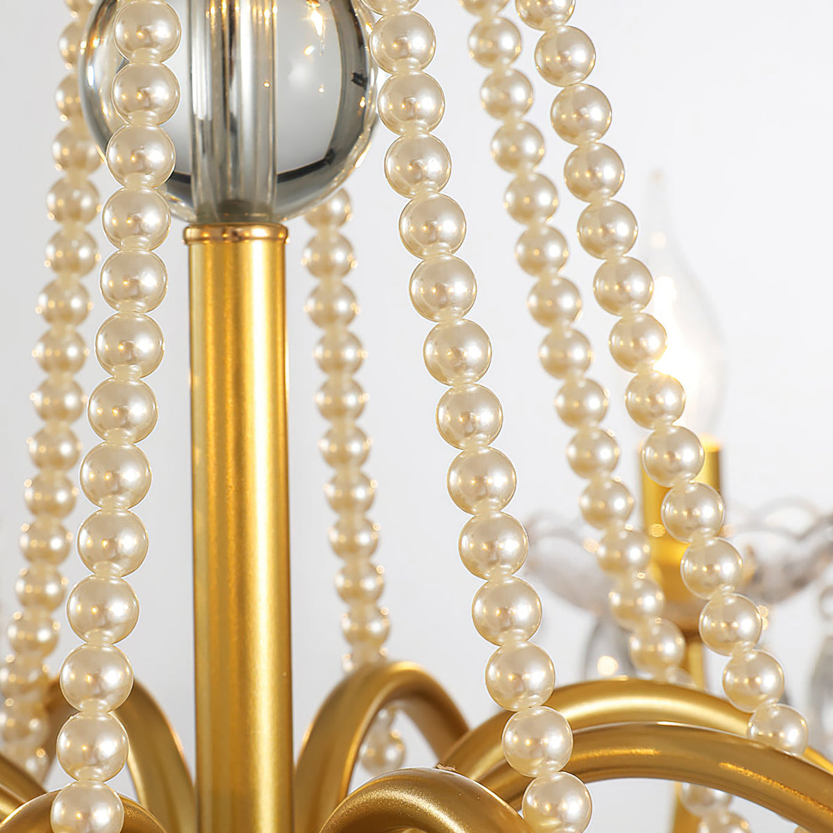 SPLENDORE Gold Crystal Pearl Chandelier