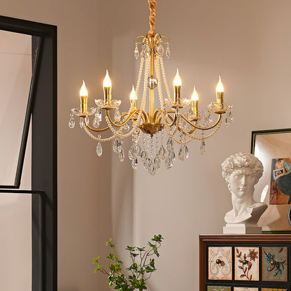 SPLENDORE Gold Crystal Pearl Chandelier