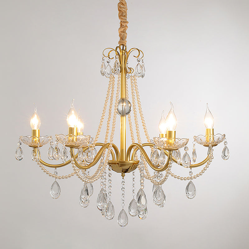 SPLENDORE Gold Crystal Pearl Chandelier