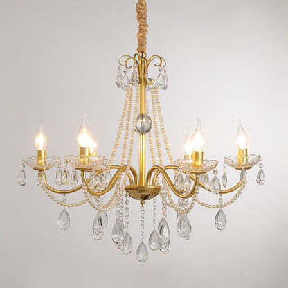 SPLENDORE Gold Crystal Pearl Chandelier