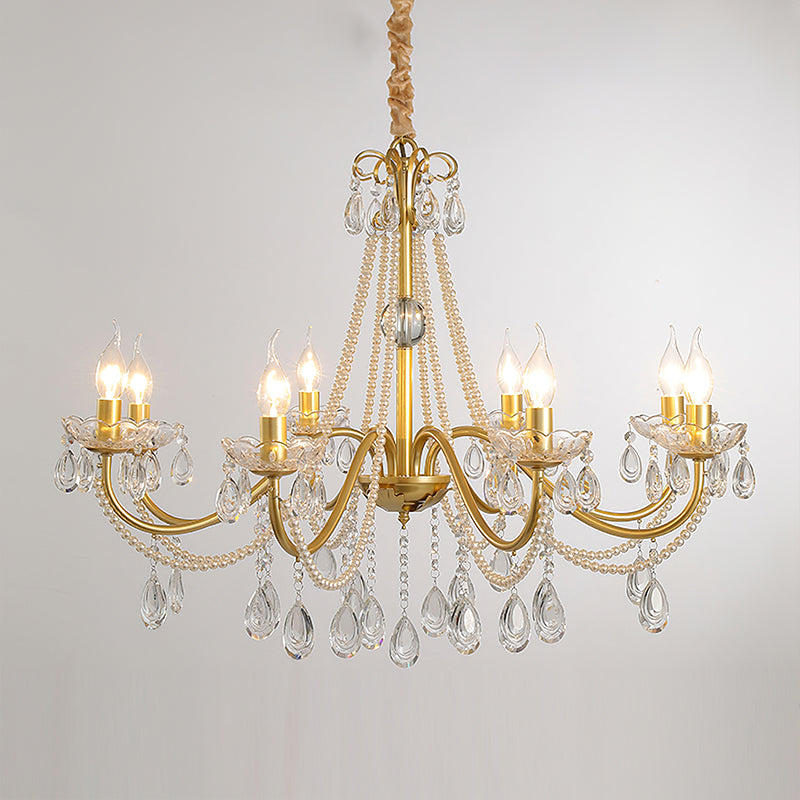 SPLENDORE Gold Crystal Pearl Chandelier