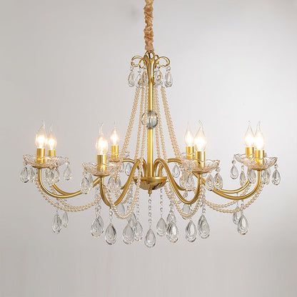 SPLENDORE Gold Crystal Pearl Chandelier