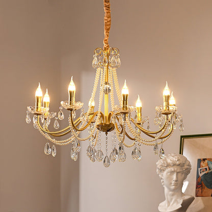 SPLENDORE Gold Crystal Pearl Chandelier