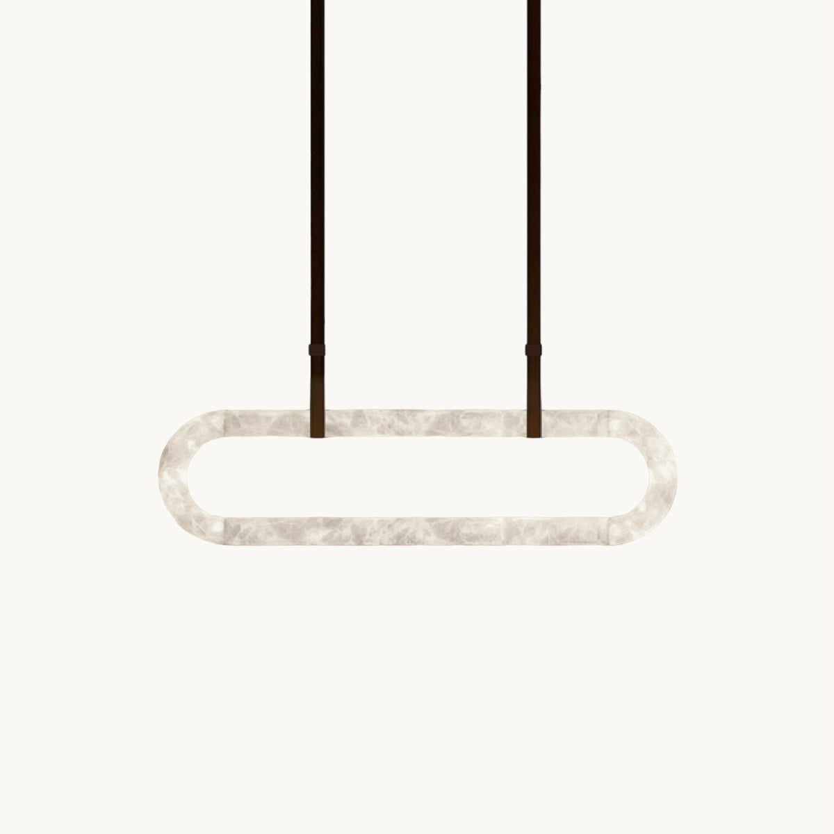 CUOIO Alabaster & Leather LED Linear Chandelier