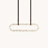 CUOIO Alabaster & Leather LED Linear Chandelier