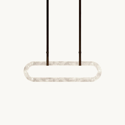 CUOIO Alabaster & Leather LED Linear Chandelier