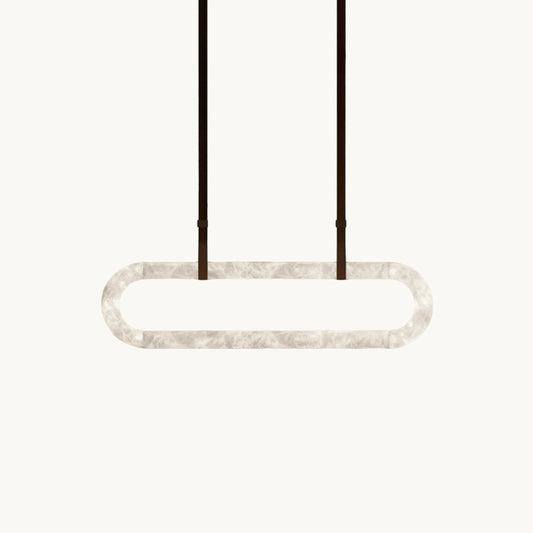 CUOIO Alabaster & Leather LED Linear Chandelier
