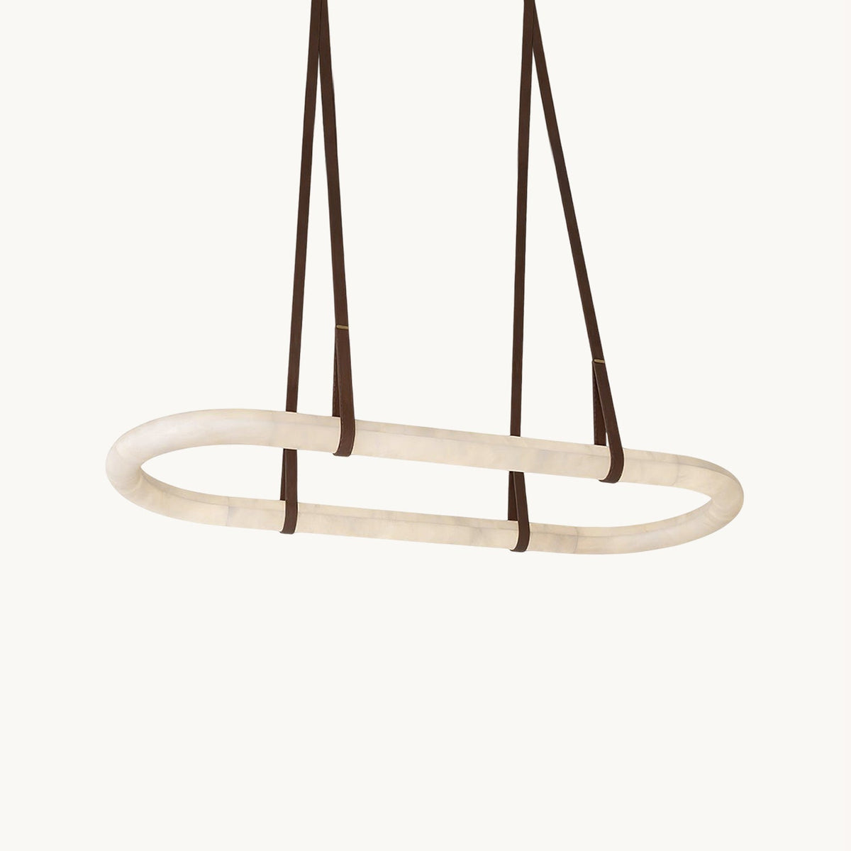 CUOIO Alabaster & Leather LED Linear Chandelier