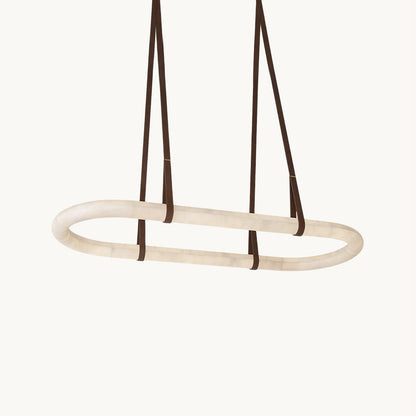 CUOIO Alabaster & Leather LED Linear Chandelier