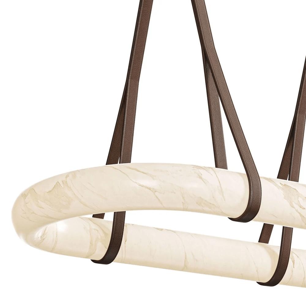 CUOIO Alabaster & Leather LED Linear Chandelier