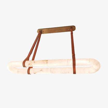 CUOIO Alabaster & Leather LED Linear Chandelier