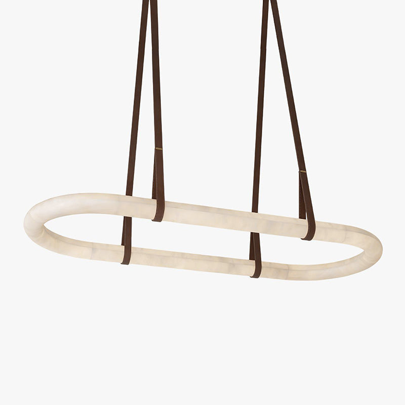 CUOIO Alabaster & Leather LED Linear Chandelier