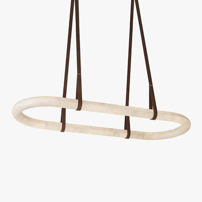 CUOIO Alabaster & Leather LED Linear Chandelier