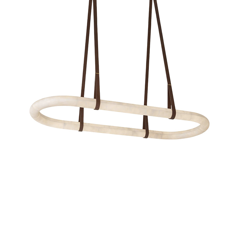 CUOIO Alabaster & Leather LED Linear Chandelier