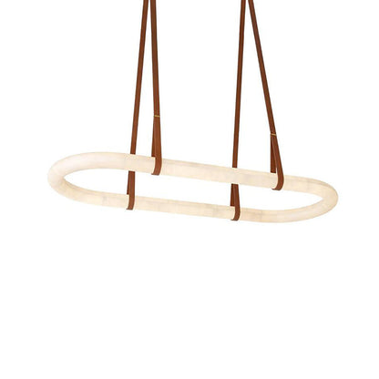 CUOIO Alabaster & Leather LED Linear Chandelier