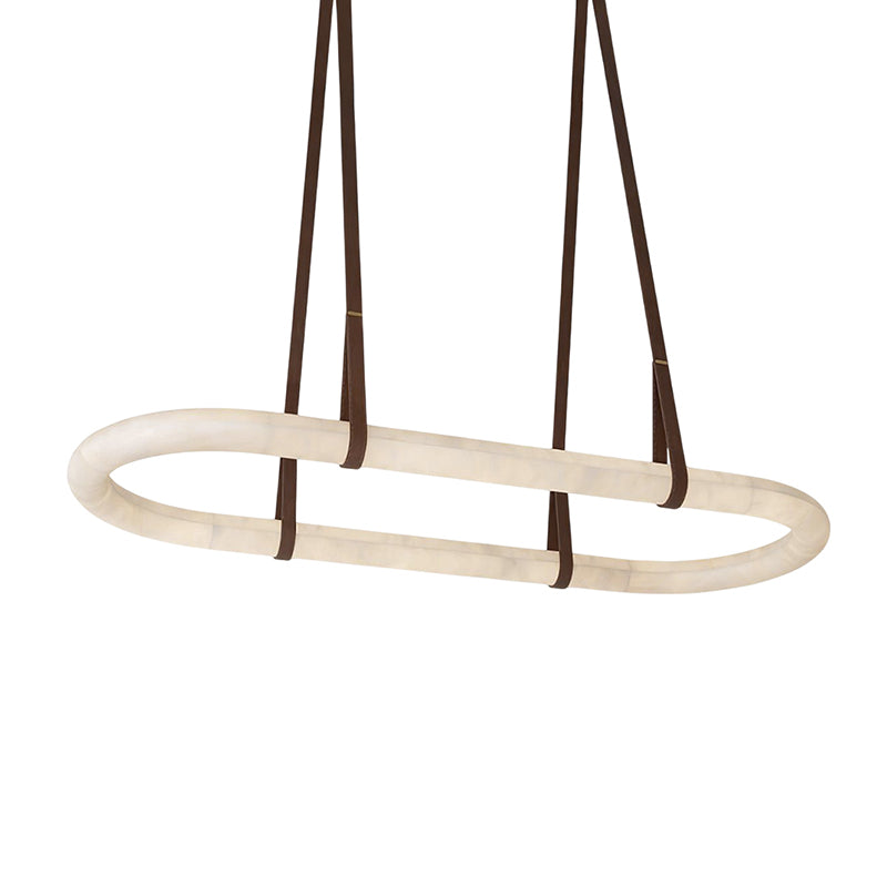 CUOIO Alabaster & Leather LED Linear Chandelier