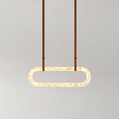 CUOIO Alabaster & Leather LED Linear Chandelier