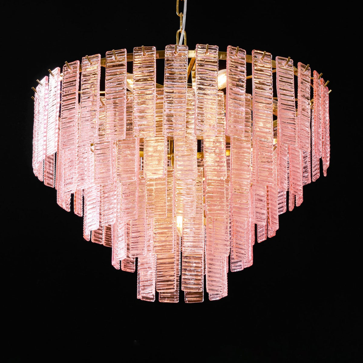 ROSATA Tiered Pink Glass Chandelier