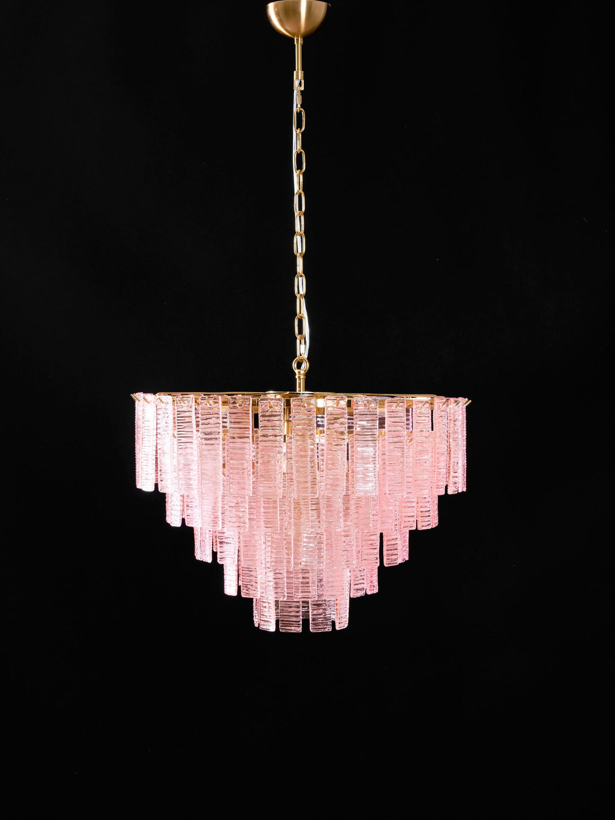 ROSATA Tiered Pink Glass Chandelier