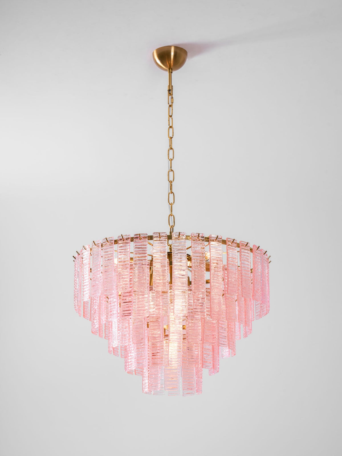 ROSATA Tiered Pink Glass Chandelier