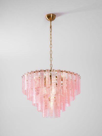 ROSATA Tiered Pink Glass Chandelier