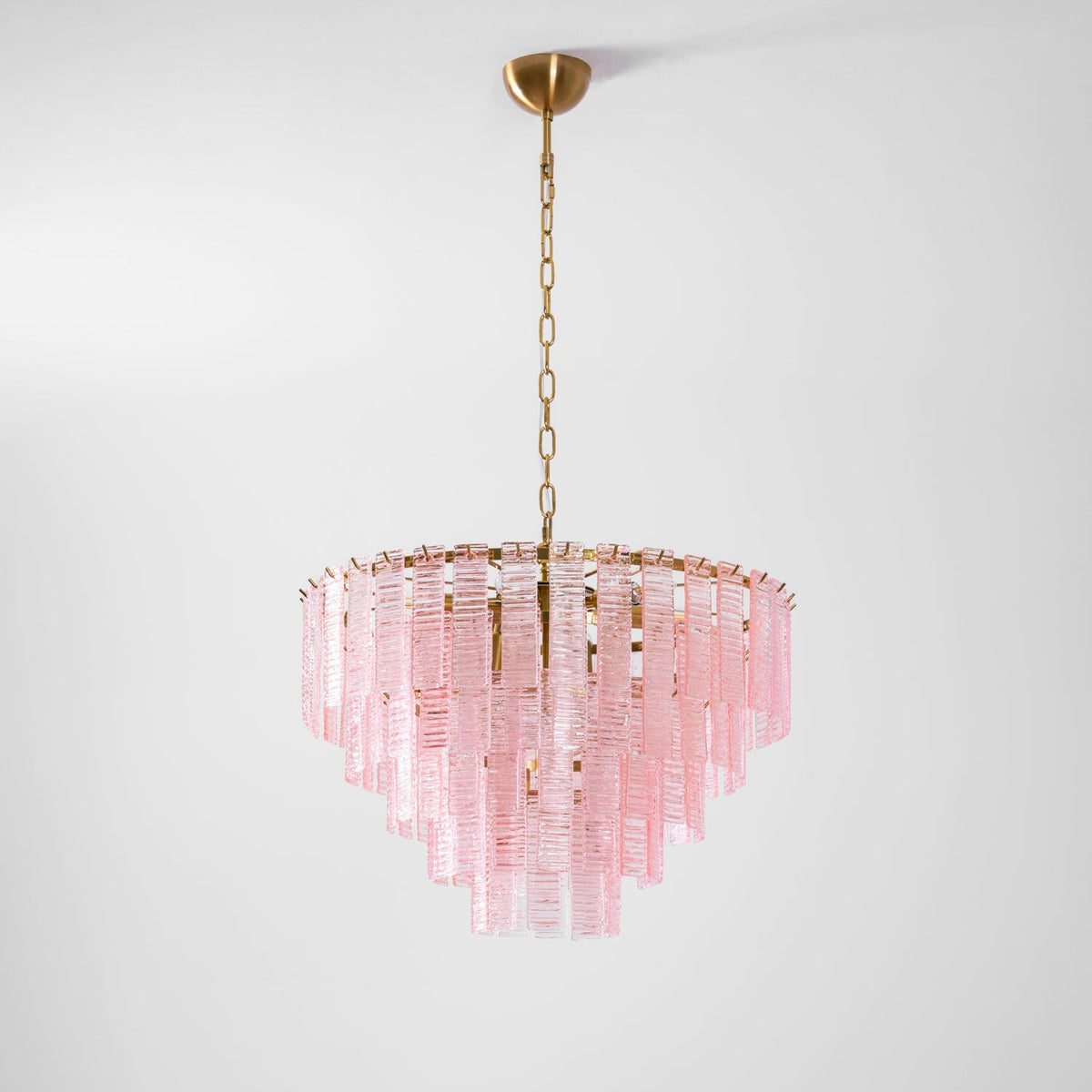 ROSATA Tiered Pink Glass Chandelier