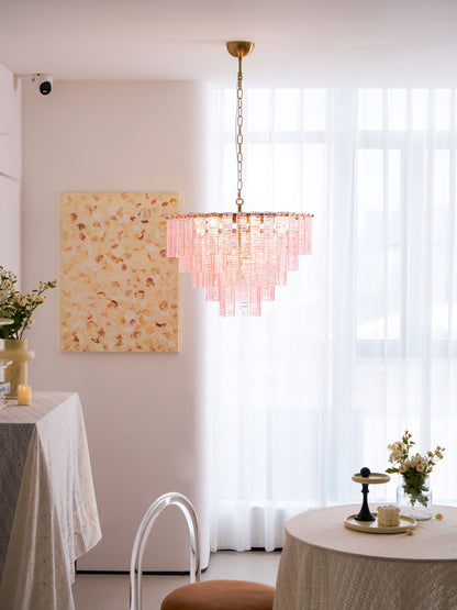 ROSATA Tiered Pink Glass Chandelier