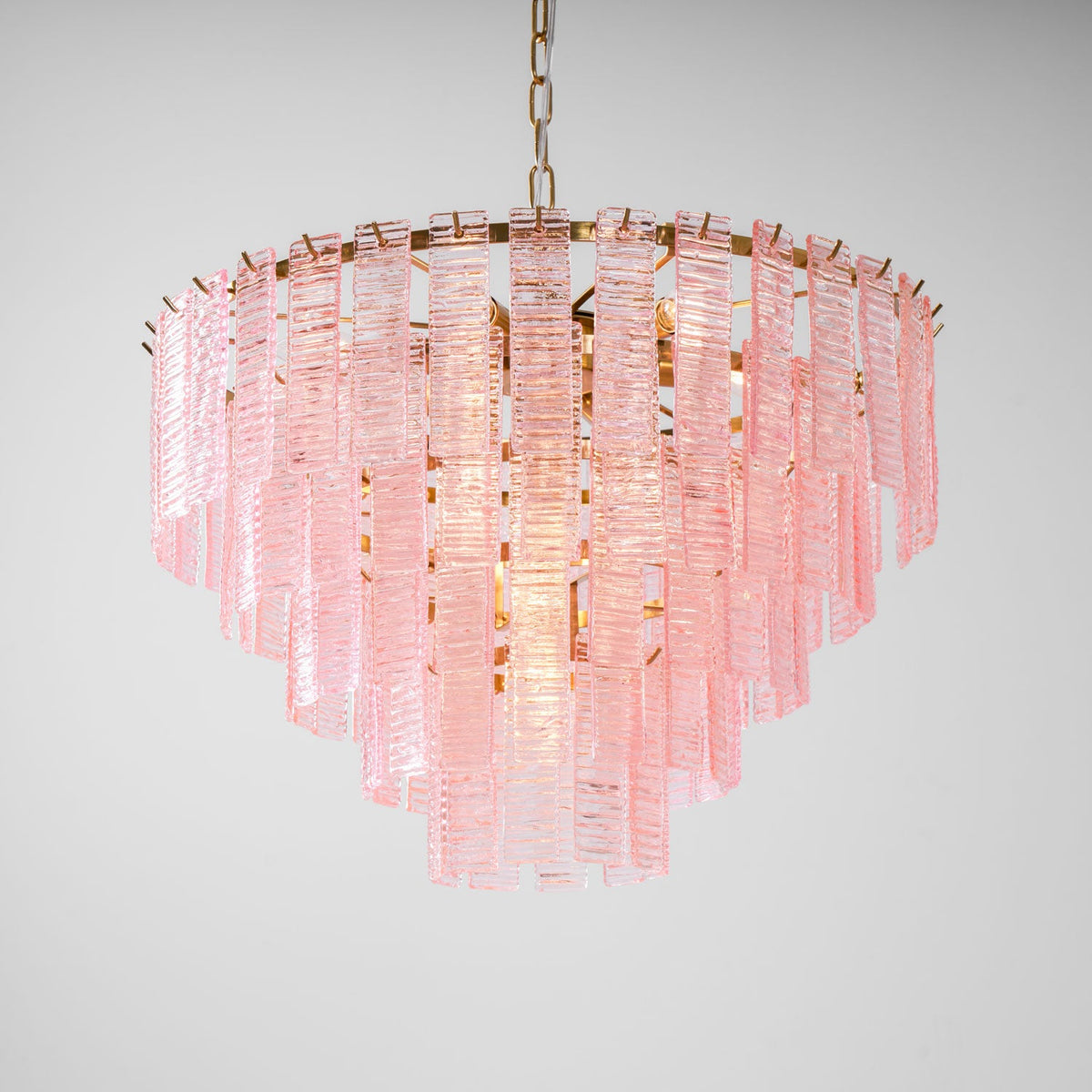 ROSATA Tiered Pink Glass Chandelier