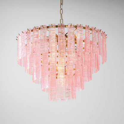 ROSATA Tiered Pink Glass Chandelier