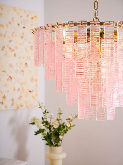 ROSATA Tiered Pink Glass Chandelier