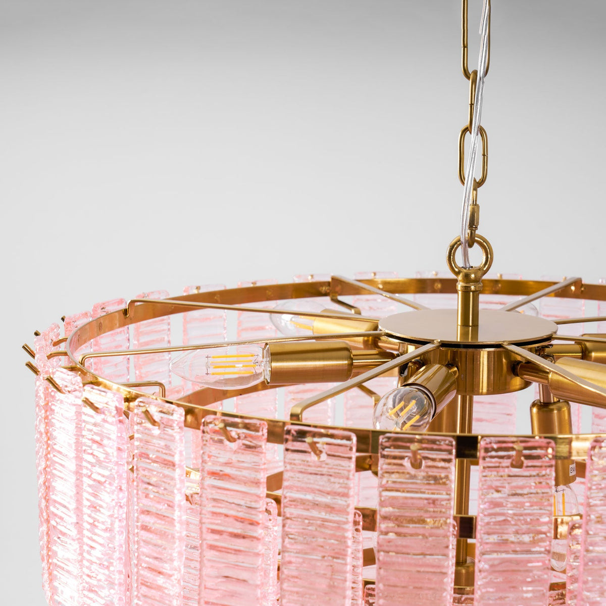 ROSATA Tiered Pink Glass Chandelier