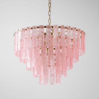 ROSATA Tiered Pink Glass Chandelier