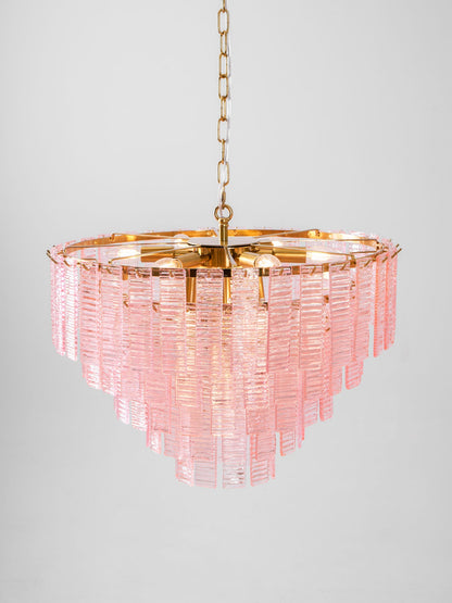 ROSATA Tiered Pink Glass Chandelier