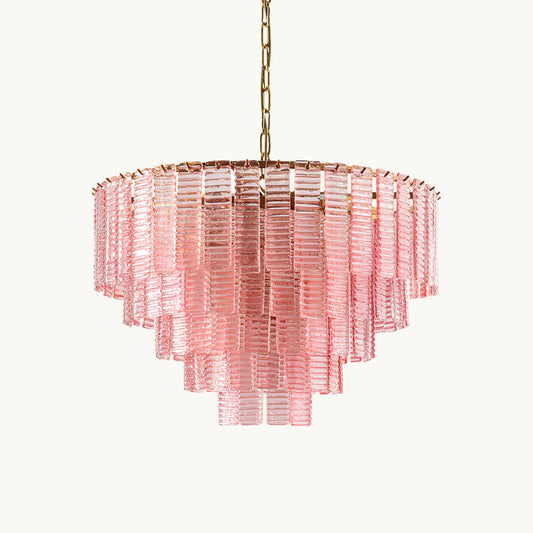 ROSATA Tiered Pink Glass Chandelier