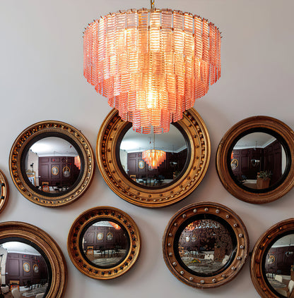 ROSATA Tiered Pink Glass Chandelier