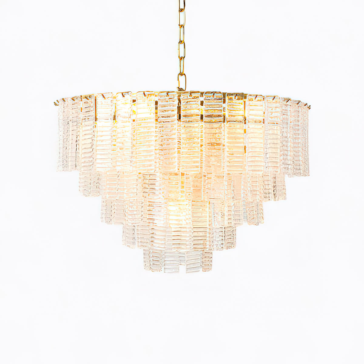 ROSATA Tiered Pink Glass Chandelier