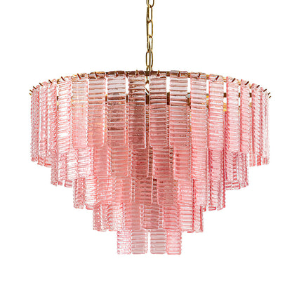 ROSATA Tiered Pink Glass Chandelier