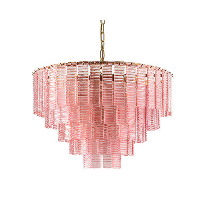 ROSATA Tiered Pink Glass Chandelier