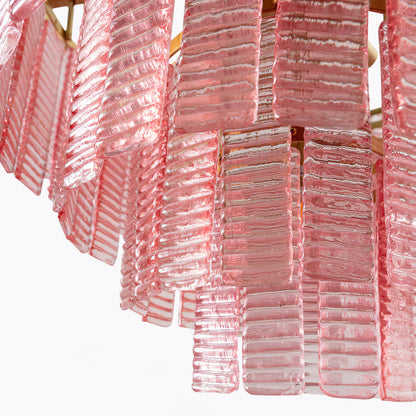 ROSATA Tiered Pink Glass Chandelier