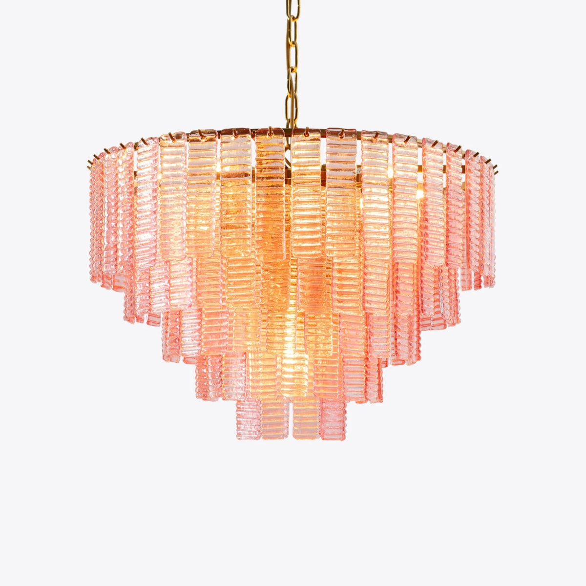 ROSATA Tiered Pink Glass Chandelier