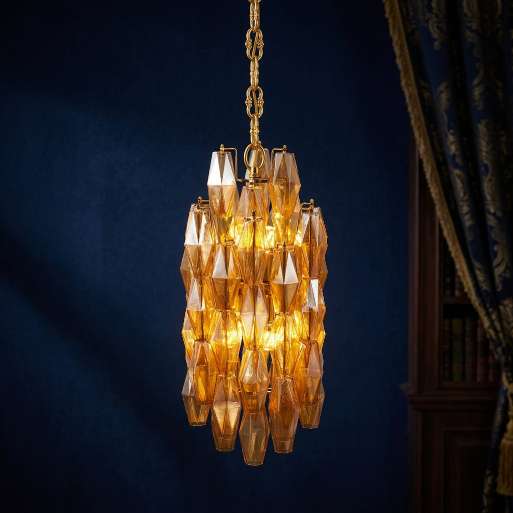 TORRETTA Glass Prism Tower Chandelier