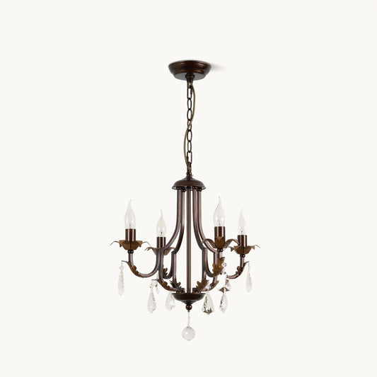 CASTELLO Antique Bronze Crystal Candle Chandelier