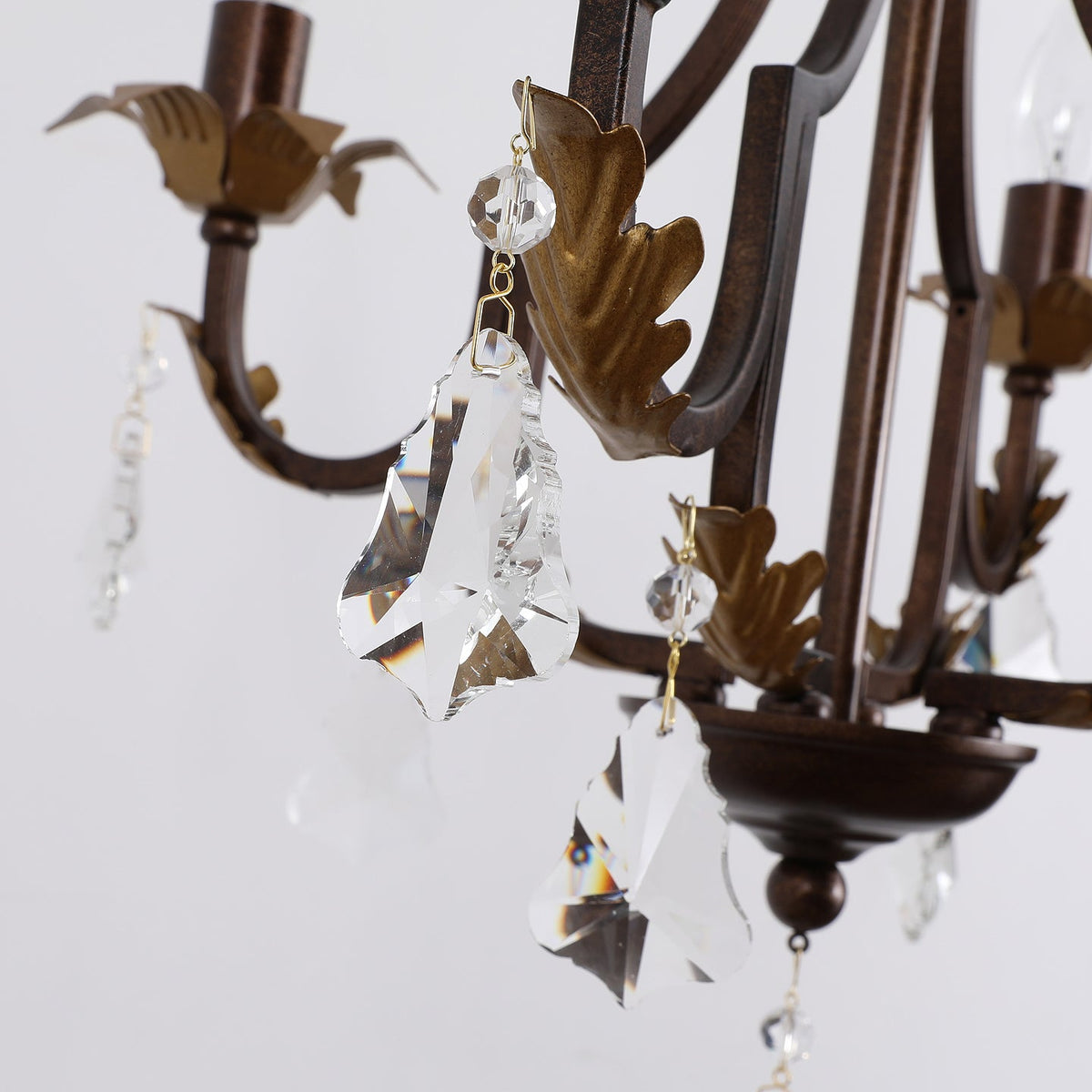 CASTELLO Antique Bronze Crystal Candle Chandelier