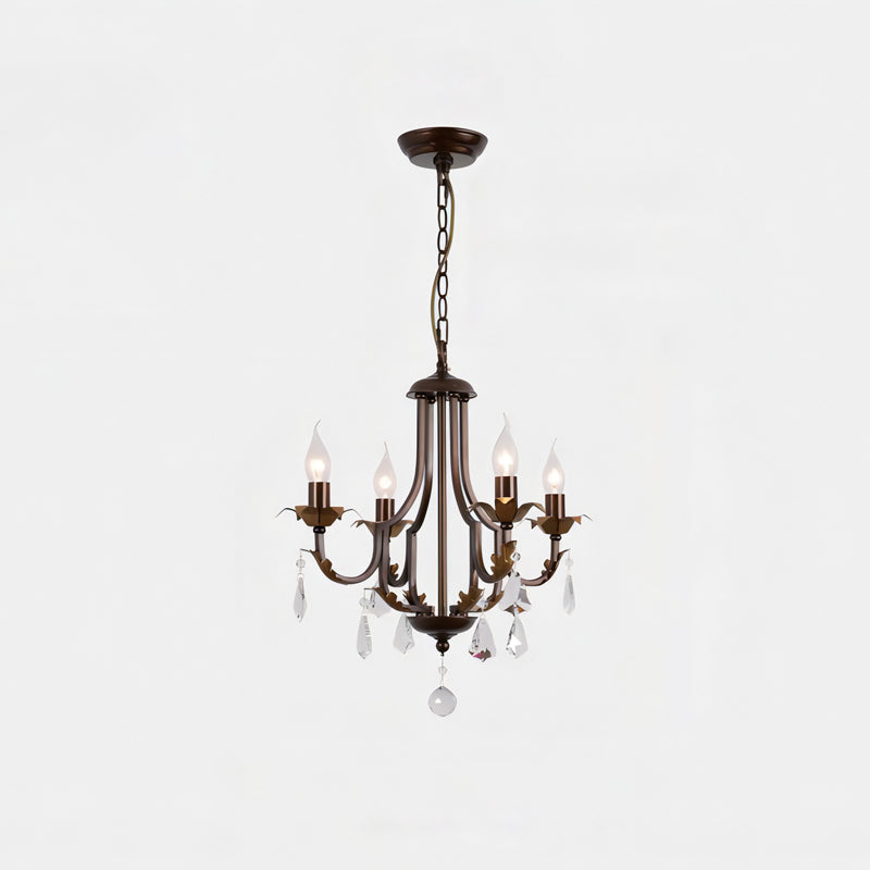 CASTELLO Antique Bronze Crystal Candle Chandelier
