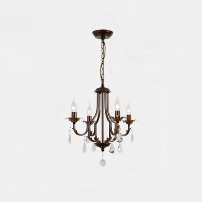 CASTELLO Antique Bronze Crystal Candle Chandelier