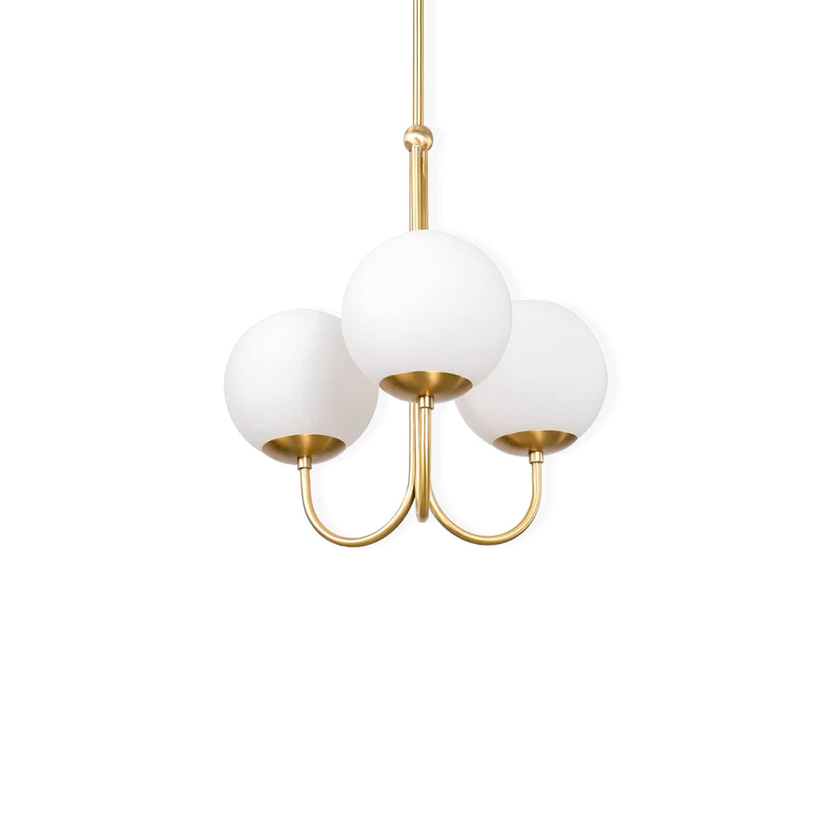 UNCINO Brass & Opal Glass Hook Chandelier