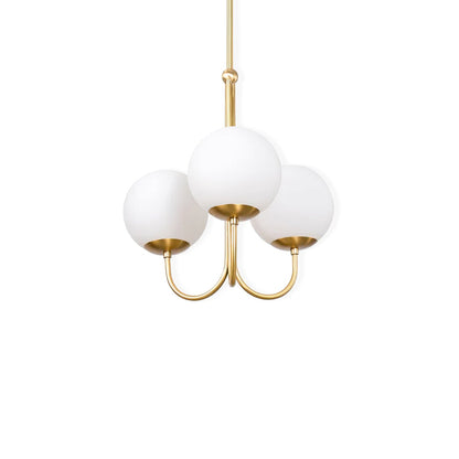 UNCINO Brass & Opal Glass Hook Chandelier