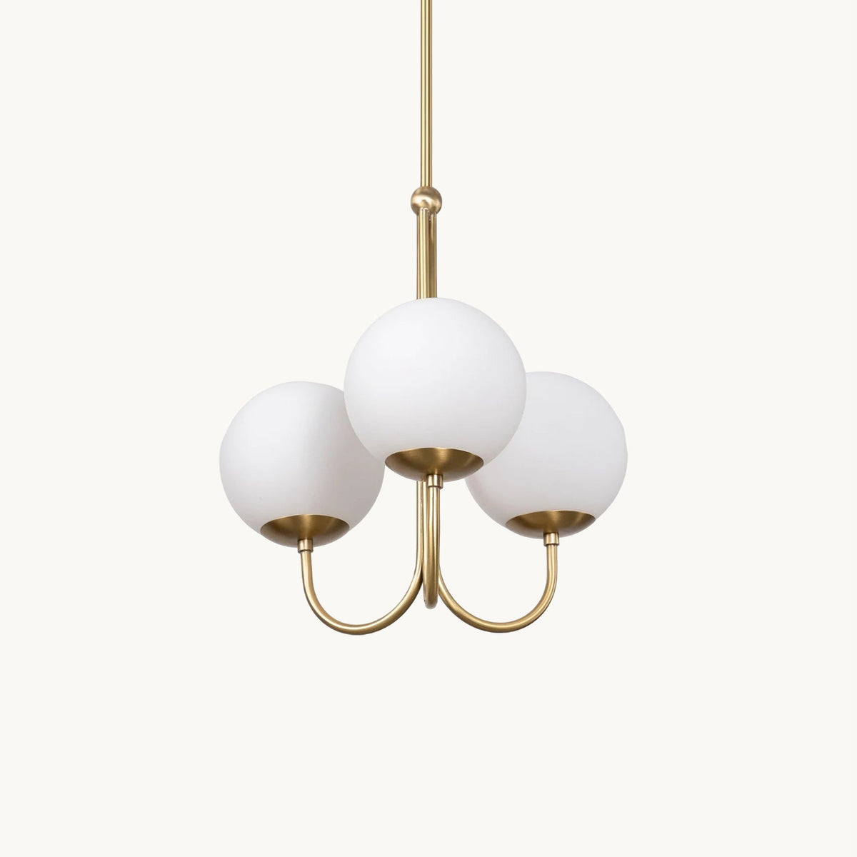 UNCINO Brass & Opal Glass Hook Chandelier